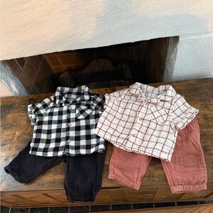 Cat & Jack Black and White and Orange and White Plaid Baby Shirt